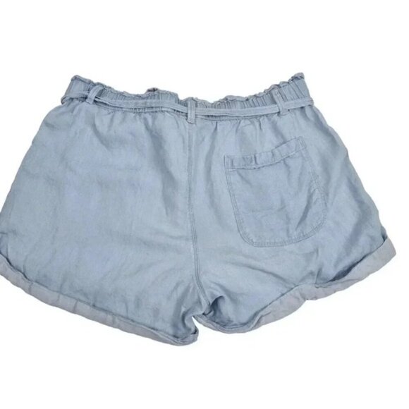 Aerie Shorts Chambray 100% Lyocell Blue Tie Front Paper Bag Camp Blue Large - Picture 5 of 7